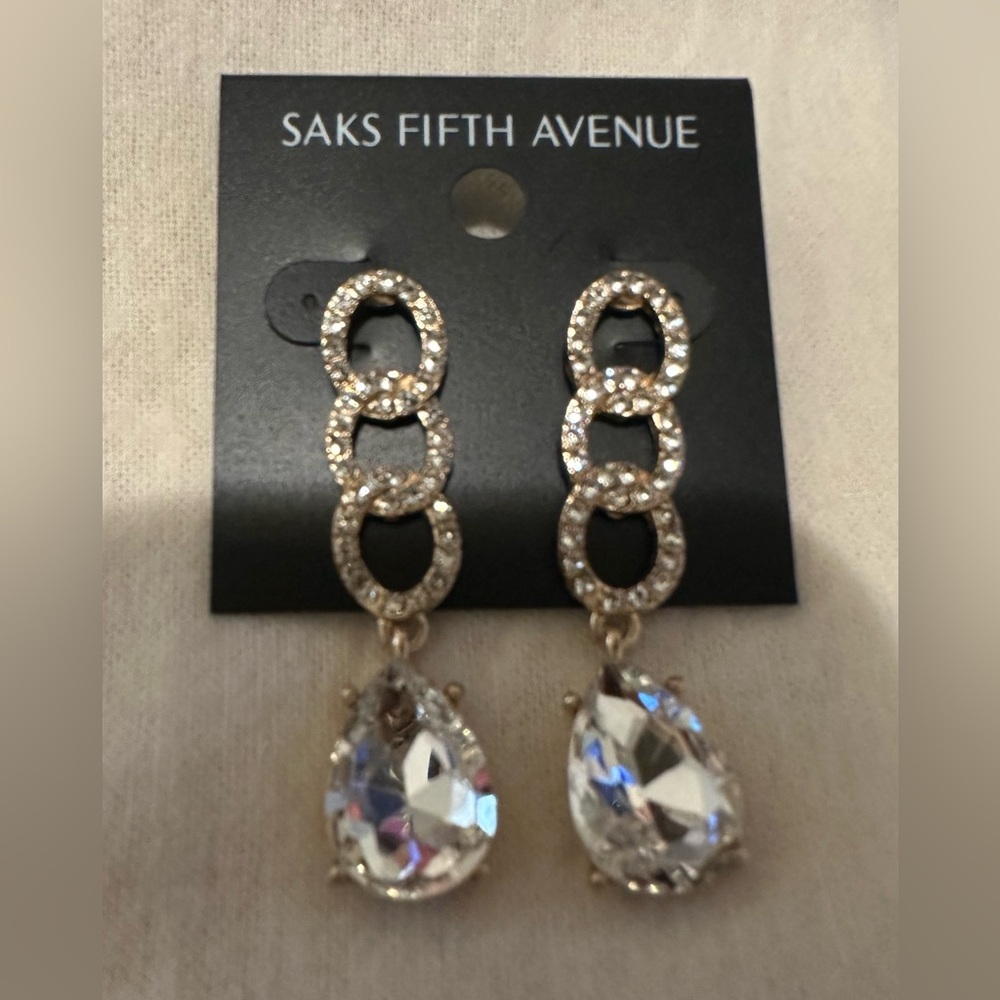 New never worn…Saks Fifth Avenue Gold and Silver Crystal Earrings